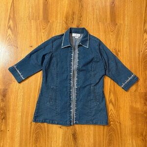 Denim Women's Jacket with Contrast Stitching